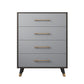 15.74" W Gray Accent Chest with Solid Wood Straight Legs Chest with Drawers
