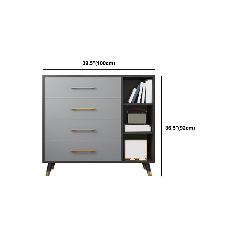15.74" W Gray Accent Chest with Solid Wood Straight Legs Chest with Drawers