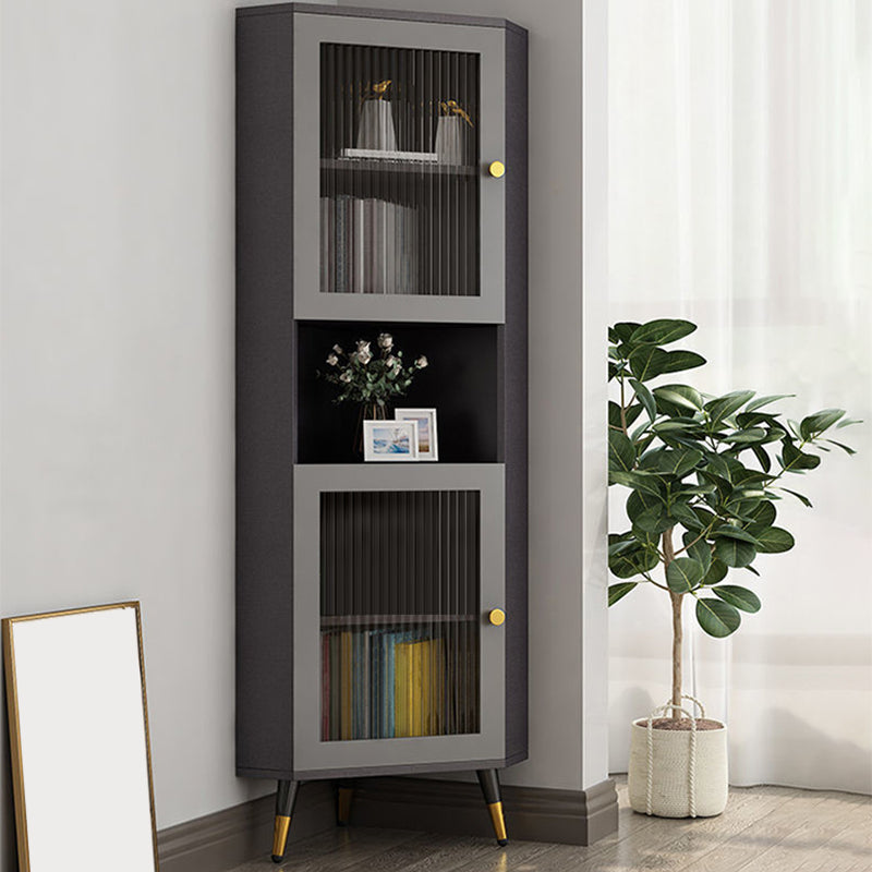 Contemporary Storage Cabinet with Shelf and Glass 2 - Door Cabinet Grey Clearhalo 'Cabinets & Chests' 'cabinets_chests' 'furn' 'furn_cabinets_chests' 'Furniture' 'Living Room Furniture' 5715822