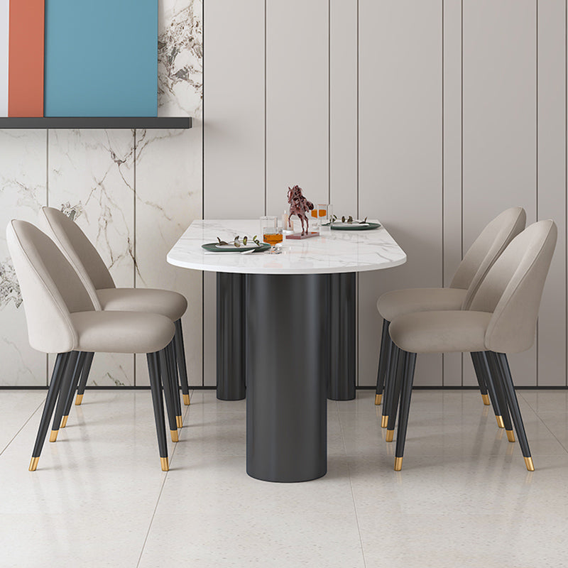 Sintered Stone Dining Table Modern White Top Dining Table with Black Frame Clearhalo 'Dining Tables & Seating' 'Dining Tables' 'dining_table' 'furn' 'furn_dining_table' 'Furniture' 'Kitchen & Dining Furniture' 5716024