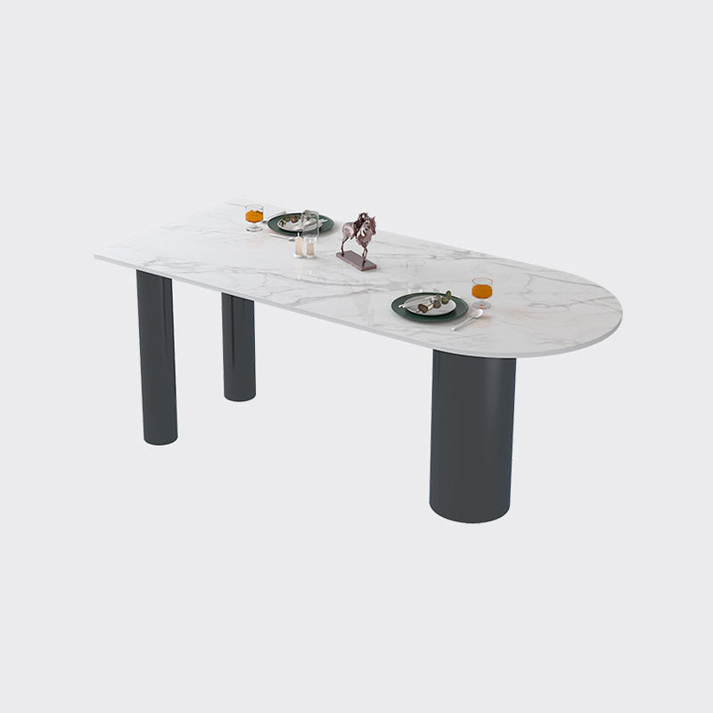 Sintered Stone Dining Table Modern White Top Dining Table with Black Frame Clearhalo 'Dining Tables & Seating' 'Dining Tables' 'dining_table' 'furn' 'furn_dining_table' 'Furniture' 'Kitchen & Dining Furniture' 5716025