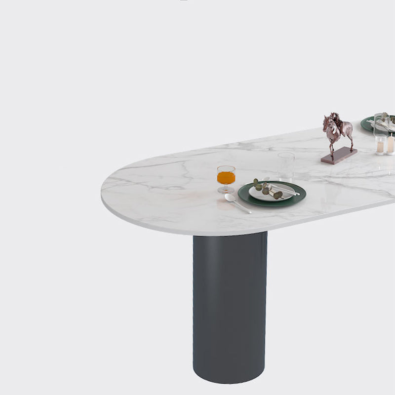 Sintered Stone Dining Table Modern White Top Dining Table with Black Frame Clearhalo 'Dining Tables & Seating' 'Dining Tables' 'dining_table' 'furn' 'furn_dining_table' 'Furniture' 'Kitchen & Dining Furniture' 5716027