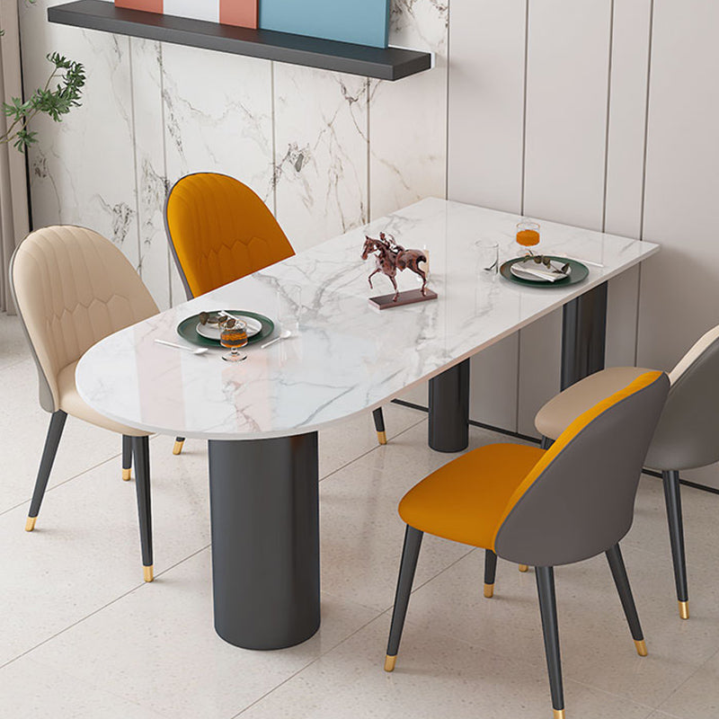 Sintered Stone Dining Table Modern White Top Dining Table with Black Frame Clearhalo 'Dining Tables & Seating' 'Dining Tables' 'dining_table' 'furn' 'furn_dining_table' 'Furniture' 'Kitchen & Dining Furniture' 5716029