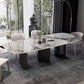 Rectangle Dining Table Sintered Stone Top Modern White Table with Black Legs Clearhalo 'Dining Tables & Seating' 'Dining Tables' 'dining_table' 'furn' 'furn_dining_table' 'Furniture' 'Kitchen & Dining Furniture' 5716049