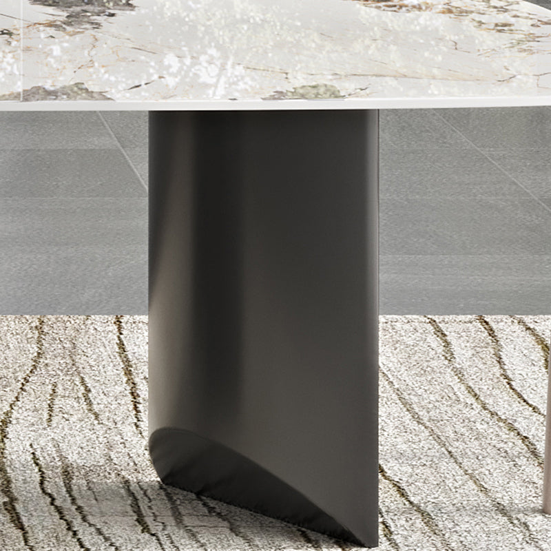 Rectangle Dining Table Sintered Stone Top Modern White Table with Black Legs Clearhalo 'Dining Tables & Seating' 'Dining Tables' 'dining_table' 'furn' 'furn_dining_table' 'Furniture' 'Kitchen & Dining Furniture' 5716052