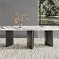 Rectangle Dining Table Sintered Stone Top Modern White Table with Black Legs Clearhalo 'Dining Tables & Seating' 'Dining Tables' 'dining_table' 'furn' 'furn_dining_table' 'Furniture' 'Kitchen & Dining Furniture' 5716058