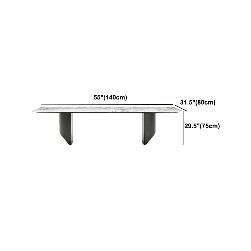 Rectangle Dining Table Sintered Stone Top Modern White Table with Black Legs Clearhalo 'Dining Tables & Seating' 'Dining Tables' 'dining_table' 'furn' 'furn_dining_table' 'Furniture' 'Kitchen & Dining Furniture' 5716060
