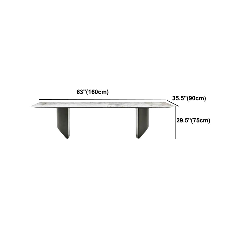 Rectangle Dining Table Sintered Stone Top Modern White Table with Black Legs Clearhalo 'Dining Tables & Seating' 'Dining Tables' 'dining_table' 'furn' 'furn_dining_table' 'Furniture' 'Kitchen & Dining Furniture' 5716061