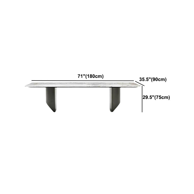Rectangle Dining Table Sintered Stone Top Modern White Table with Black Legs Clearhalo 'Dining Tables & Seating' 'Dining Tables' 'dining_table' 'furn' 'furn_dining_table' 'Furniture' 'Kitchen & Dining Furniture' 5716062