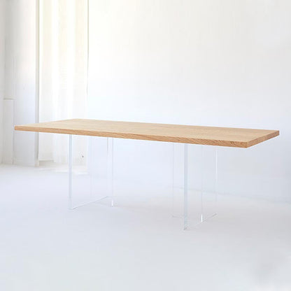 Natural Dining Table Contemporary Style Rectangle Solid Wood Dinner Table