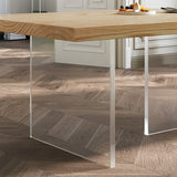 Vaste houten top eettafel modern natuurlijk acryl statief eettafel
