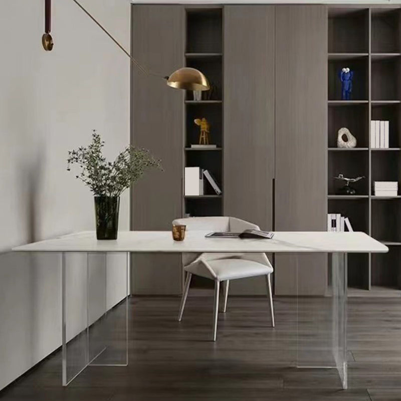 キッチンのための大理石のカウンターテーブルのモダンホワイト長方形のダイニングテーブル