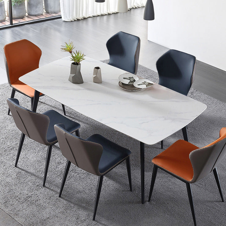 Rechthoek moderne stenen tafel standaard hoogte eettafel met 4 poten