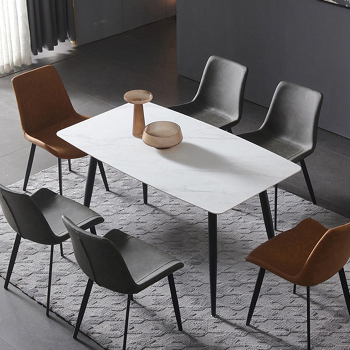 Rechthoek moderne stenen tafel standaard hoogte eettafel met 4 poten