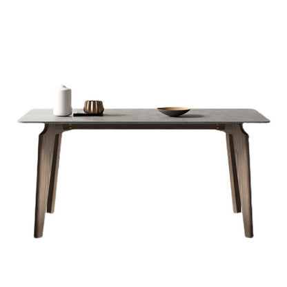 Rectangle Modern DiningTable Sintered Stone Top Ash Base Table with 4 Legs