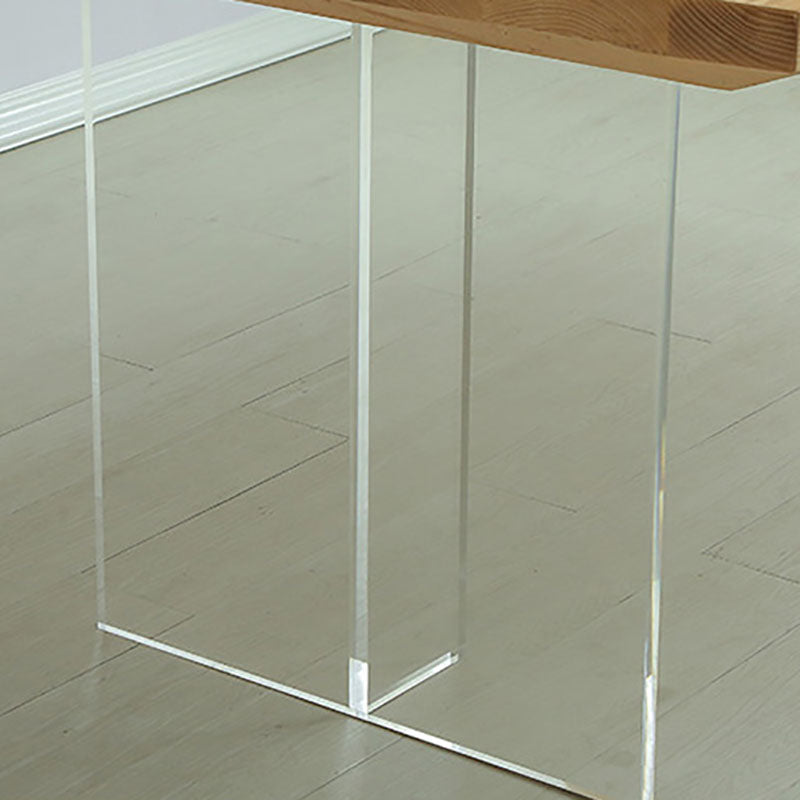 Acrylic Base Dinner Room Kitchen Table Modern Rectangle Natural Dining Table