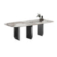 Modern Style Dining Table Sintered Stone Rectangle Table with Stainless Steel Base