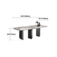 Modern Style Dining Table Sintered Stone Rectangle Table with Stainless Steel Base
