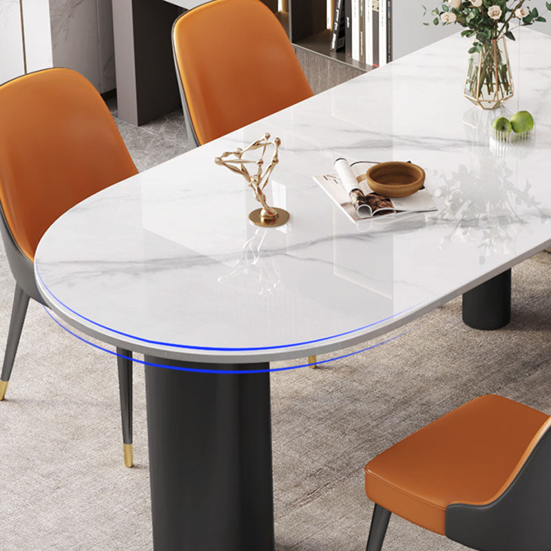 Modern White and Black Dinner Table Stone Top Tripod Base Dining Table Clearhalo 'Dining Tables & Seating' 'Dining Tables' 'dining_table' 'furn' 'furn_dining_table' 'Furniture' 'Kitchen & Dining Furniture' 5716400