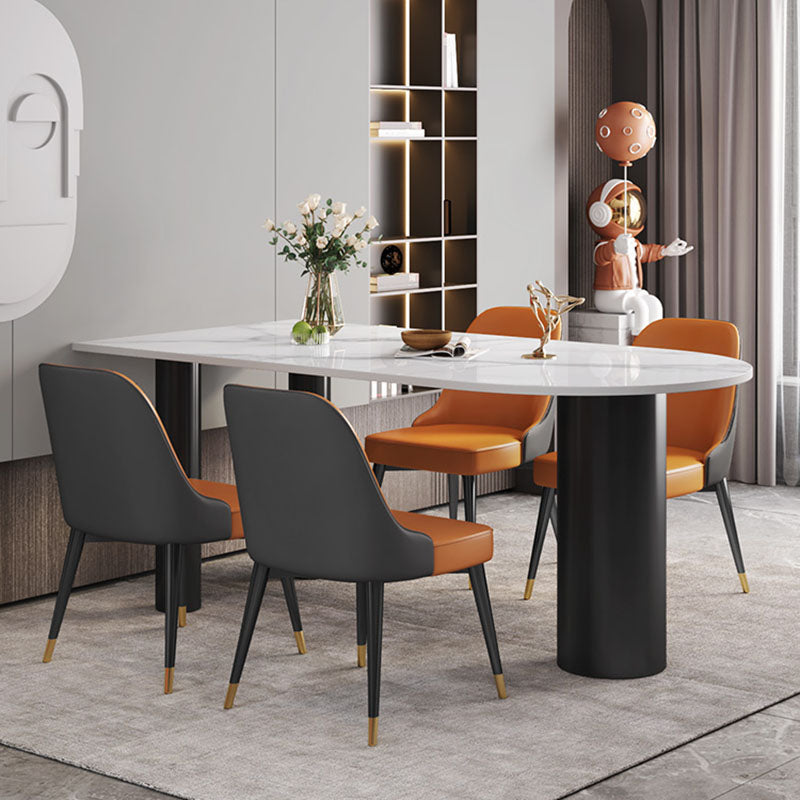 Modern White and Black Dinner Table Stone Top Tripod Base Dining Table Clearhalo 'Dining Tables & Seating' 'Dining Tables' 'dining_table' 'furn' 'furn_dining_table' 'Furniture' 'Kitchen & Dining Furniture' 5716404