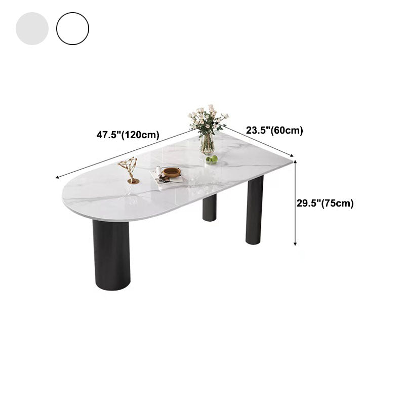 Modern White and Black Dinner Table Stone Top Tripod Base Dining Table Clearhalo 'Dining Tables & Seating' 'Dining Tables' 'dining_table' 'furn' 'furn_dining_table' 'Furniture' 'Kitchen & Dining Furniture' 5716406