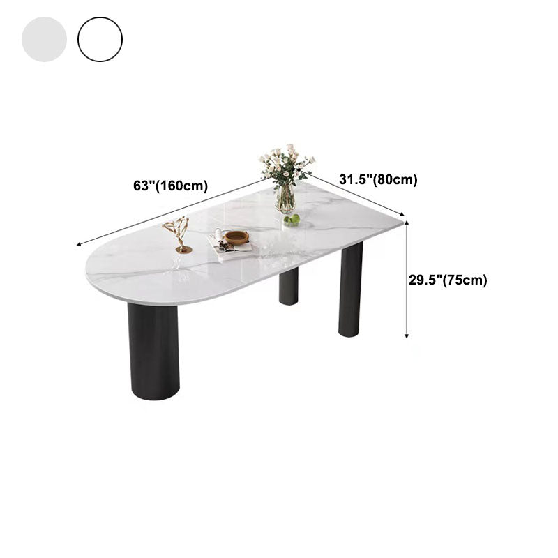 Modern White and Black Dinner Table Stone Top Tripod Base Dining Table Clearhalo 'Dining Tables & Seating' 'Dining Tables' 'dining_table' 'furn' 'furn_dining_table' 'Furniture' 'Kitchen & Dining Furniture' 5716408