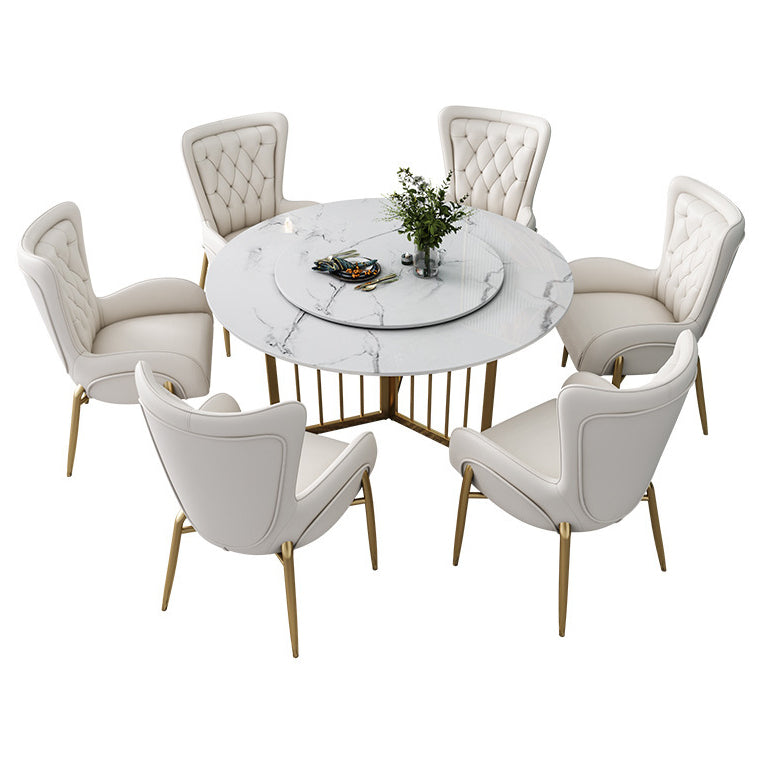 Mesa de comedor de piedra moderna mesa redonda de comedor blanco para cocina