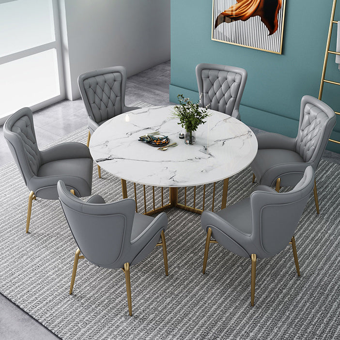 Mesa de comedor de piedra moderna mesa redonda de comedor blanco para cocina