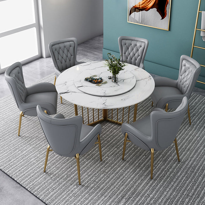 Mesa de comedor de piedra moderna mesa redonda de comedor blanco para cocina