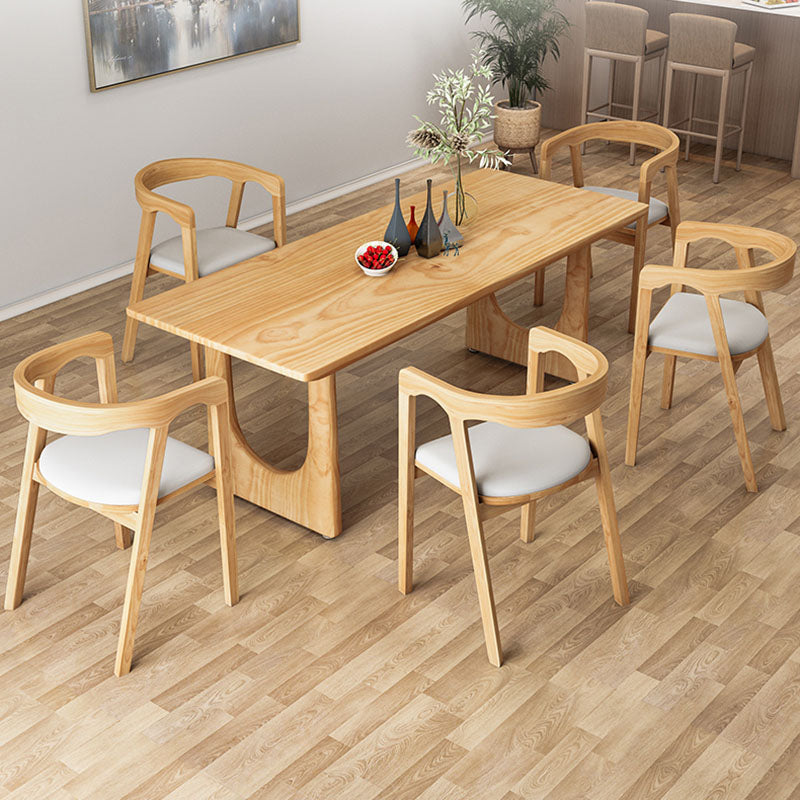 Mesa de comedor con base natural rectangular moderna de madera maciza de pino mesa de cocina para comedor
