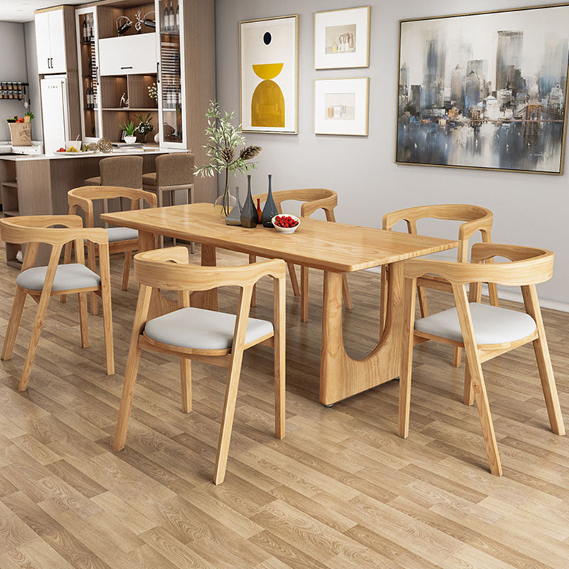 Mesa de comedor con base natural rectangular moderna de madera maciza de pino mesa de cocina para comedor