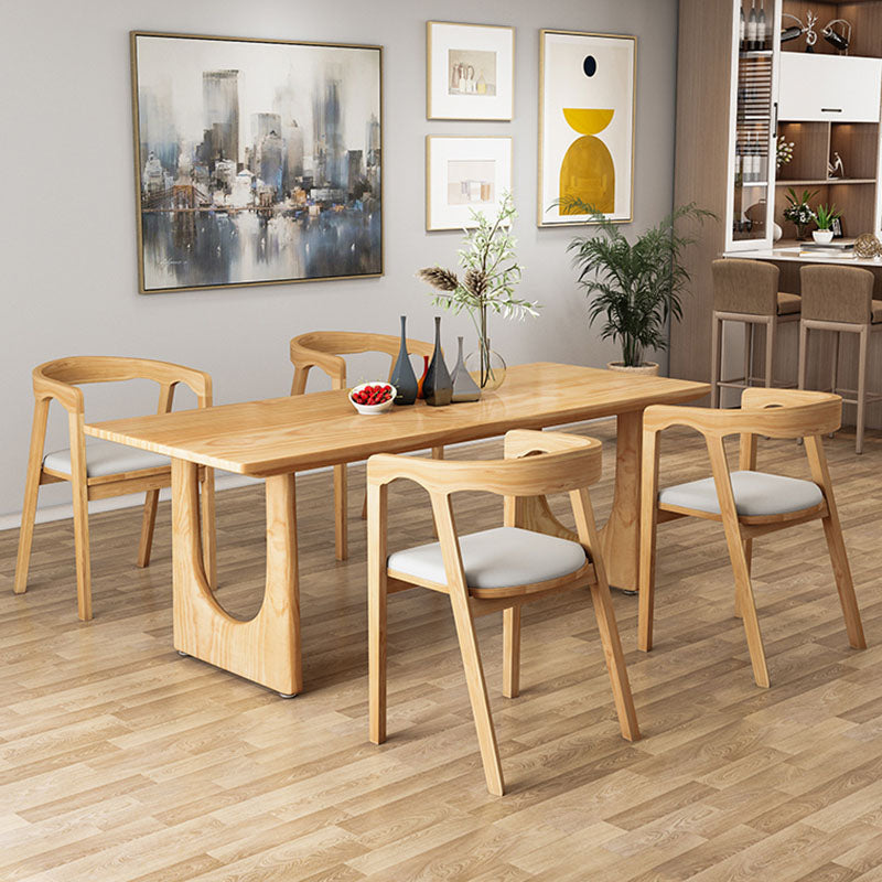 Mesa de comedor con base natural rectangular moderna de madera maciza de pino mesa de cocina para comedor