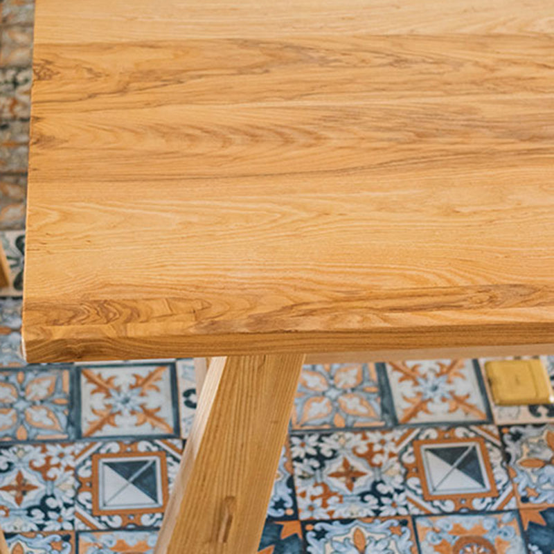 Tavolo da pranzo rettangolo di semplicità naturale pino tavolo da base di cavalletto in legno massiccio