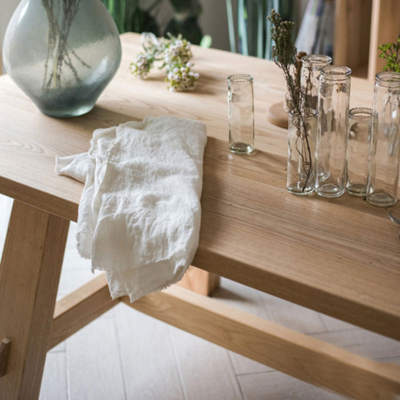Tavolo da pranzo rettangolo di semplicità naturale pino tavolo da base di cavalletto in legno massiccio