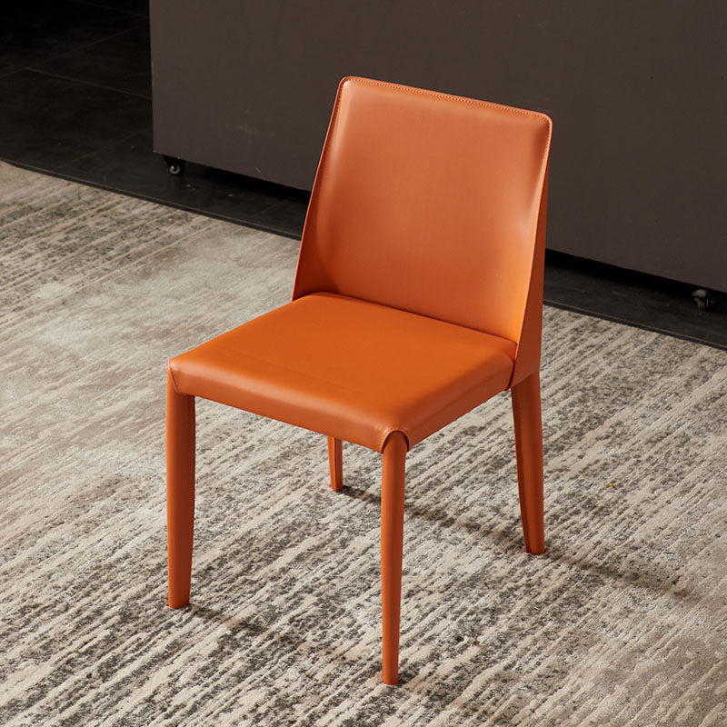 Moderne metalen eetkamerstoel Leather Armless eetkamerstoel voor thuisgebruik
