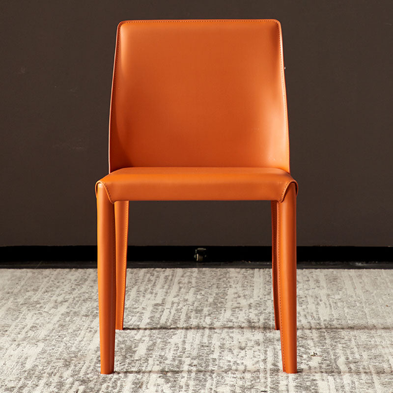 Moderne metalen eetkamerstoel Leather Armless eetkamerstoel voor thuisgebruik
