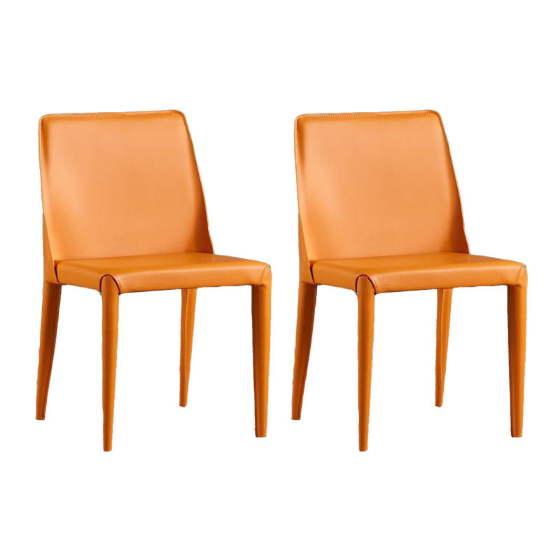 Moderne metalen eetkamerstoel Leather Armless eetkamerstoel voor thuisgebruik