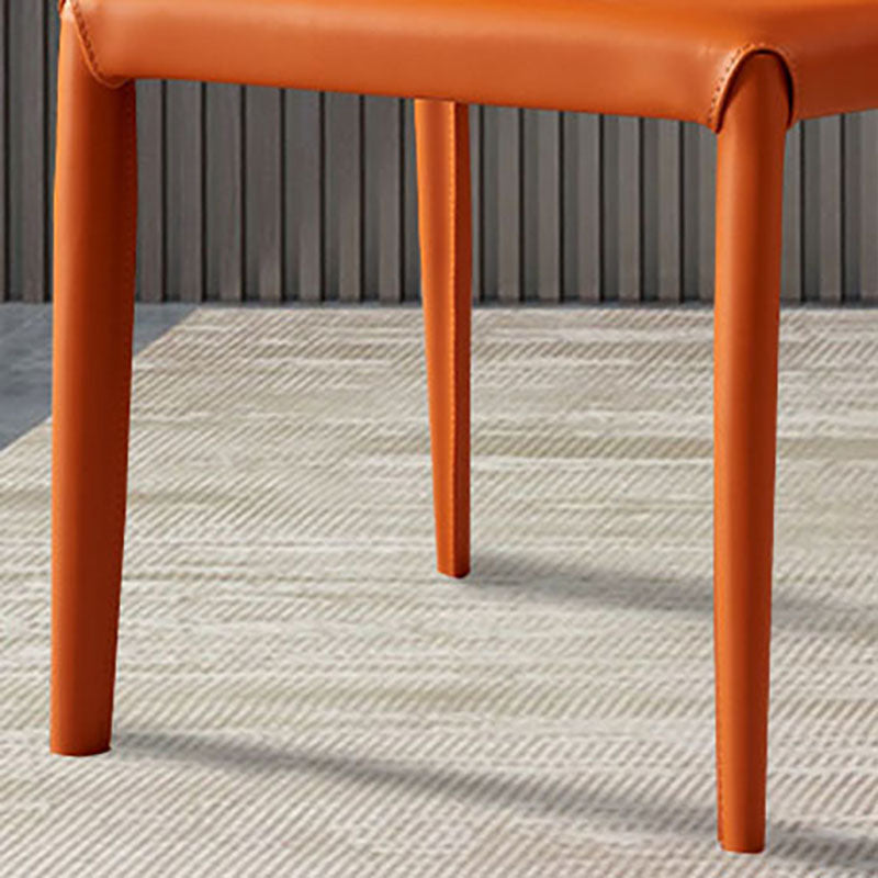 Moderne metalen eetkamerstoel Leather Armless eetkamerstoel voor thuisgebruik
