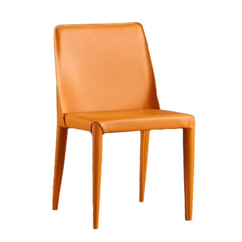 Moderne metalen eetkamerstoel Leather Armless eetkamerstoel voor thuisgebruik