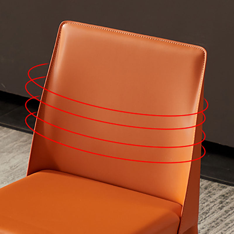 Moderne metalen eetkamerstoel Leather Armless eetkamerstoel voor thuisgebruik