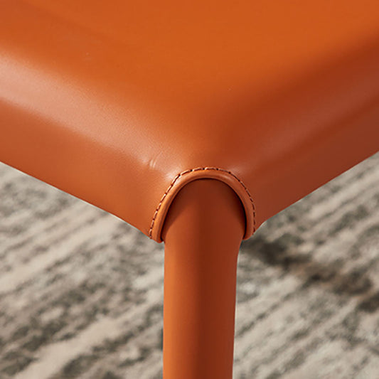 Modern Metal Dining Chair Leather Armless Dining Room Chair for Home Use