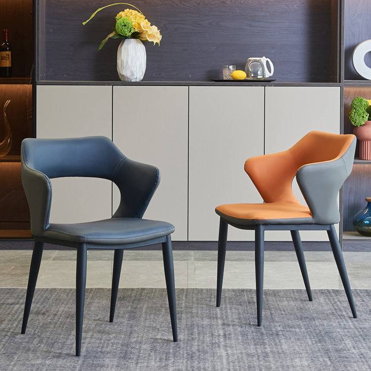 Sedie da cucina in stile contemporaneo braccio da pranzo sedia posteriore aperta con gambe metalliche