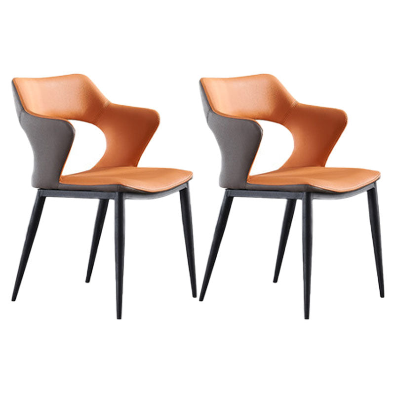 Sedie da cucina in stile contemporaneo braccio da pranzo sedia posteriore aperta con gambe metalliche