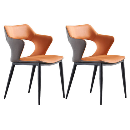 Sedie da cucina in stile contemporaneo braccio da pranzo sedia posteriore aperta con gambe metalliche