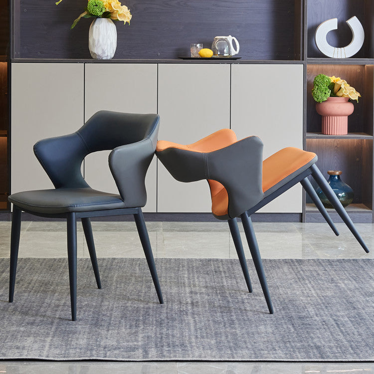 Sedie da cucina in stile contemporaneo braccio da pranzo sedia posteriore aperta con gambe metalliche