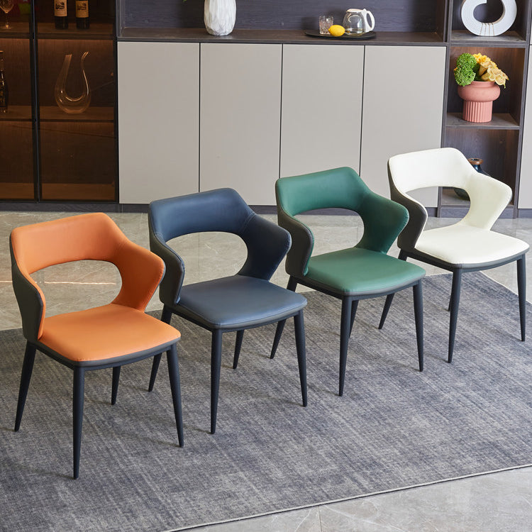 Sedie da cucina in stile contemporaneo braccio da pranzo sedia posteriore aperta con gambe metalliche