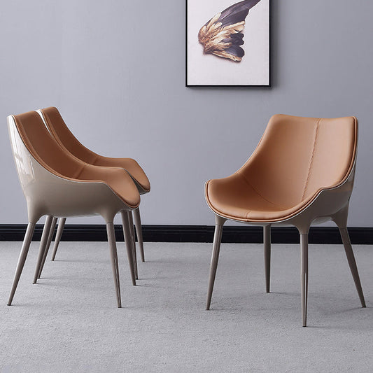 Contemporary Faux Leather Dining Chair Metal Dining Arm Chairs for Home Use Clearhalo 'Dining Chairs' 'Dining Tables & Seating' 'dining_chair' 'furn' 'furn_dining_chair' 'Furniture' 'Kitchen & Dining Furniture' 5716569