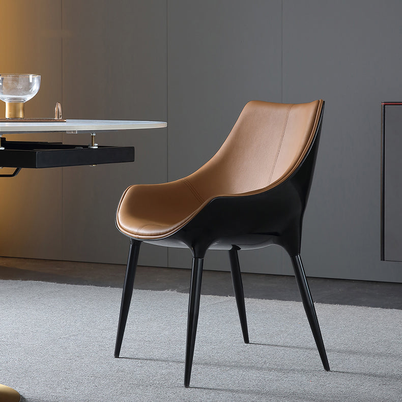 Contemporary Faux Leather Dining Chair Metal Dining Arm Chairs for Home Use Clearhalo 'Dining Chairs' 'Dining Tables & Seating' 'dining_chair' 'furn' 'furn_dining_chair' 'Furniture' 'Kitchen & Dining Furniture' 5716571