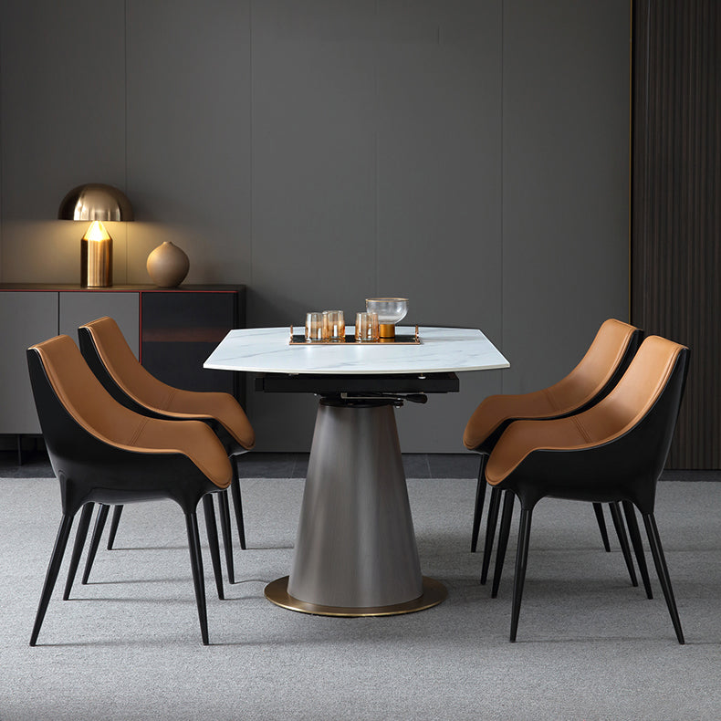 Contemporary Faux Leather Dining Chair Metal Dining Arm Chairs for Home Use Clearhalo 'Dining Chairs' 'Dining Tables & Seating' 'dining_chair' 'furn' 'furn_dining_chair' 'Furniture' 'Kitchen & Dining Furniture' 5716572