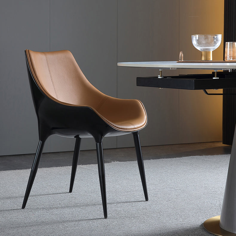 Contemporary Faux Leather Dining Chair Metal Dining Arm Chairs for Home Use Clearhalo 'Dining Chairs' 'Dining Tables & Seating' 'dining_chair' 'furn' 'furn_dining_chair' 'Furniture' 'Kitchen & Dining Furniture' 5716580